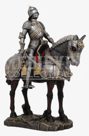 Medieval Knight And Warhorse Statue - Large 13"h Medieval Knight On Calvary Horse Statue #624741