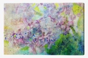 Lilac Branch And Messy Watercolor Splatter Canvas Print - Watercolor Painting #625833