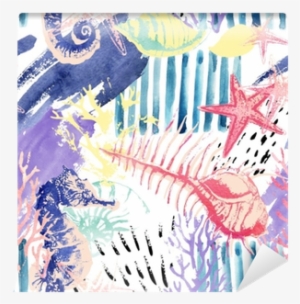 Creative Abstract Watercolor Marine Seamless Pattern - Watercolor Painting #626432