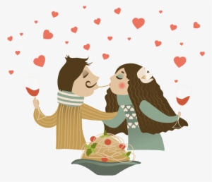 Hand Drawn Cartoon Couple Kissing Decorative - Cartoon #626483