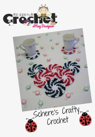 Christmas Tree Emoticon Facebook - Crochet Peppermint Coaster #6205261