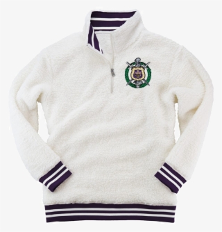 Omega Psi Phi Embroidered Sherpa Fleece Quarter-zip - Letters Greek Apparel #6214652