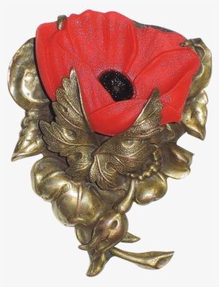 Remembrance Poppy Flower Dress Clip ~ Art Deco 1930'sto #6225119