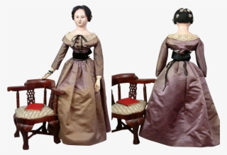 Incredible 28" Open Mouth French Papier Mache Lady - Satin #6234109