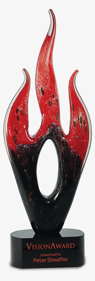 Red And Black Flame Art Glass - Red And Black Trophies #6241409