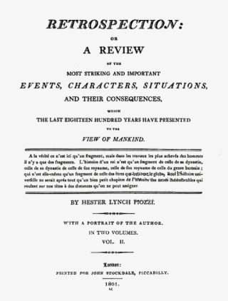 Retrospection By Hester Lynch Piozzi - Police #6244755