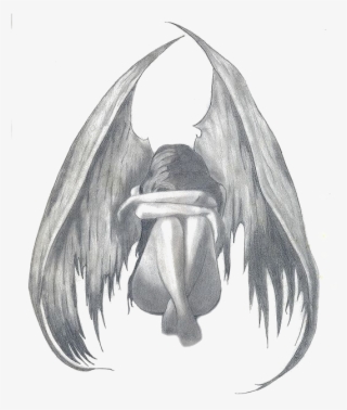 Banner Transparent Angel Pencil Sadness Sketch - Drawings Of Sad Angels #6246191