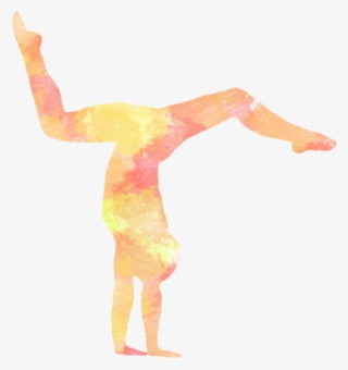 Gymnastic Handstand Orange Yellow Watercolor Watercolou - Gymnastics #6247029