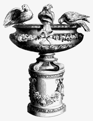 Download Free Clip Art Vintage Bird Bath Image - La Gota De Agua #6250585