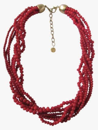 Seven Strands Of Polished, Enhanced Red, Orange Coral - Necklace #6252359