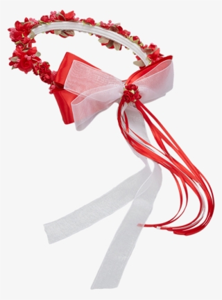 Red Silk Floral Crown Wreath W Satin Back Bows Girls - Gift Wrapping #6255995