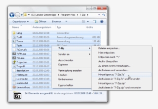 7 Zip Fügt Sich Nahtlos Ins Kontext Menü Des Windows - Windows 7 #6259160
