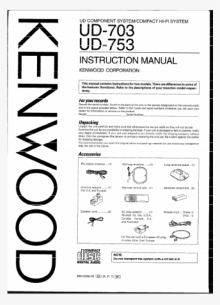 Compact Disc Digital Audio Ud-753 Directly Online Or - Kenwood M 85 Manual #6260326