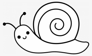 Cartoon Clipart Of A Black And White Happy Snail Vector #6266109