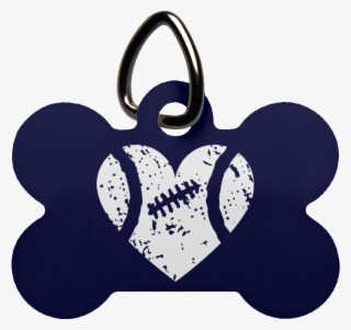 Distressed Football Heart Dog Bone Pet Tag- Pets - Pet Tag #6268520
