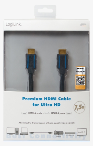 Chb007 Premium Hdmi Cable For Ultra Hd, - Logilink Hdmi Ultra Hd 7.5m #6269695