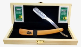 The Old School Straight Razor & Wooden Box & Derby - Derby Extra Double Edge Razor Blades #6276932