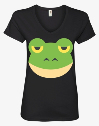 Frog Face Emoji Ladies' V Neck T Shirt - Nightmare Before Christmas Theme Shirts #6292501