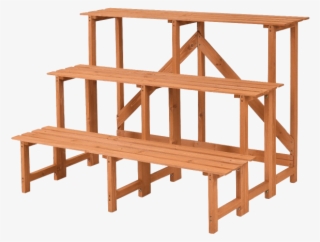 3-tier Wide Wood Flower Pot Step Ladder Plant Stand - Wood #6298947