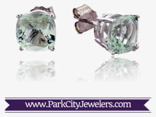 7mm Cushion Green Amethyst Post Earrings - Golf Bag Charms #6299810