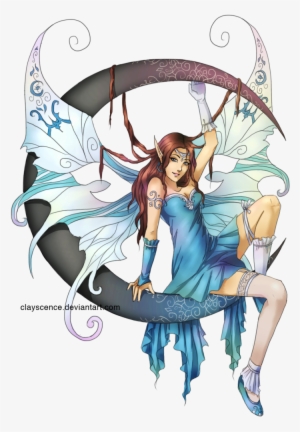 Fairy Tattoos Png - Fairy On A Crescent Moon Tattoo #630973