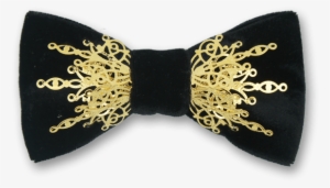 Gothic In Black Velvet Gold Bow Tie - Black And Gold Bow Tie #631956