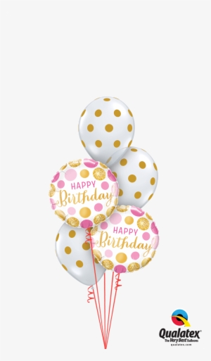 11" "gold Confetti Dots" Diamond Clear - Birthday Pink & Gold Dots Foil Mylar Balloon 18" #633027