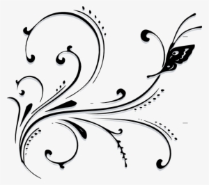 Butterfly Scroll Clip Art - Black And White Swirl Design #633218
