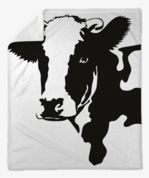 Vector Illustration Of A Cow Head Plush Blanket • Pixers® - Logo With A Balck Cow #636025