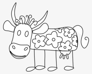 Cow, Decorated, Flowers, Black And White #636363