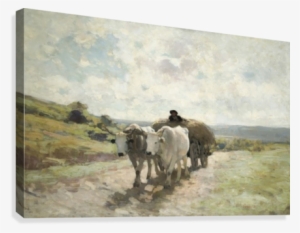 Clear Road With Farmer And Cattle Canvas Print - Car Cu Boi Nicolae Grigorescu #636507