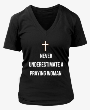 Never Underestimate A Praying Woman V-neck - Hillary Killed Harambe (ladies) - District Womens V-neck #637954