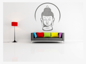 Nd-47 Meditating Buddha - Colorful Feather Photo On Canvas For Home Decoration #639607