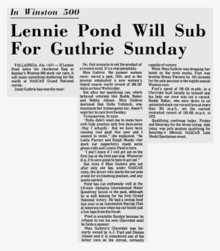 Her Indy 500 Car Owner Was Fearful She May Be Injured - Document #6315721