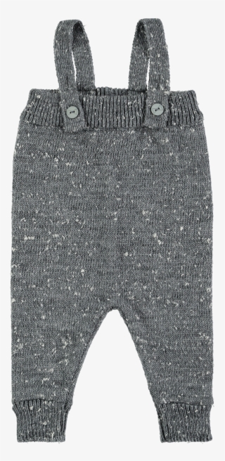 Grey Melange Knit Suspender Romper By Mini Sibling - Romper Suit #6316578