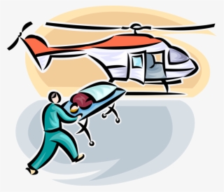 Vector Illustration Of Accident Victim Patient Loaded - Air Ambulance Clip Art #6324592