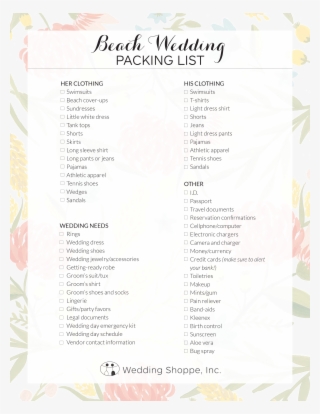Beach Wedding Packing List - Menu #6332366