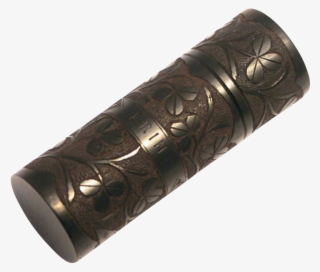 Antique 1860 Bog Oak Erin Needle Case Shamrocks Wolf - Cylinder #6333212 Antique 1860 Bog Oak Erin Needle Case Shamrocks Wolf - Cylinder #6333212