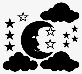 Sticker Etoiles Lune Et Nuages Ambiance Sticker Kc - Baby's First Christmas Svg #6355887