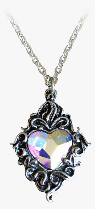 Crystal Heart - Transparent Purple Crystal Necklace #6358314