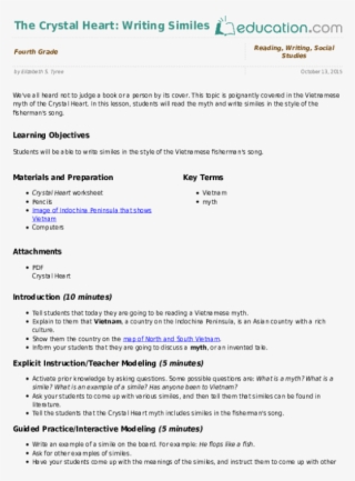 The Crystal Heart - Lesson Plan For Social Science Class 8 #6358416