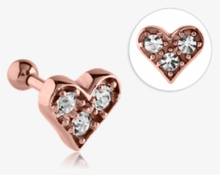 Rose Gold Plate White Crystals Heart - Gold #6358719