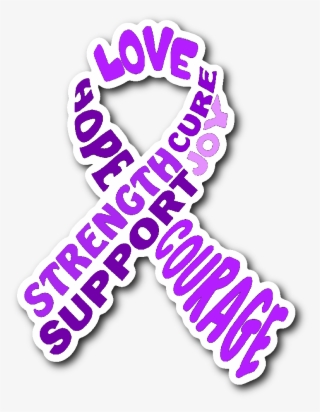 Purple Awareness Ribbon With Words Sticker - Red Awareness Ribbon #6360026