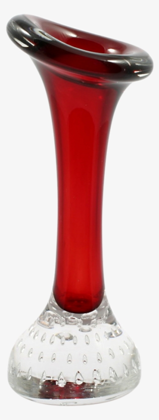 Ruby Red Glass Bone Vase Aseda Controlled Bubbles Scandinavian - Åseda #6361887