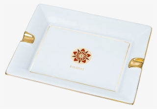 Large "centaurea" Porcelain Ashtray With Gold Border - Serving Tray #6368031