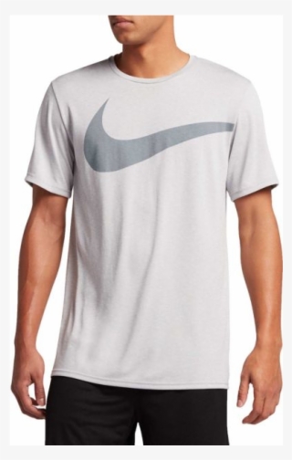Nike Men's Dry Breathe Graphic Off White/grey T Shirt - Nike Breathe Swoosh Kortermet Treningstrøye For Herre #6375166