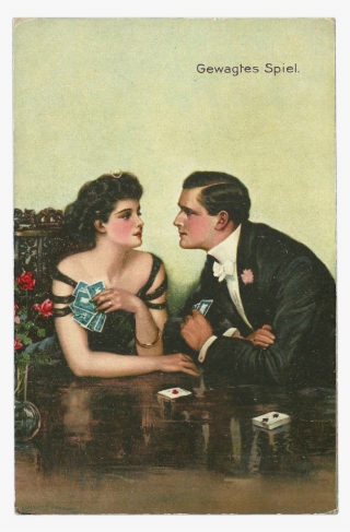 Vintage Romantic Postcard Of Man And Woman Playing - Artist #6380075