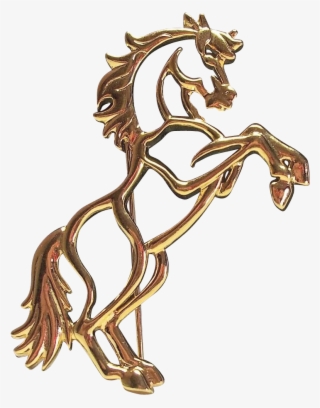Jj Horse Pin Outline Gold Tone Jonette - Stallion #6385138