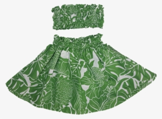 2t-3t Hula Outfit Girl Costume Skirt And Top Green/white #6389106