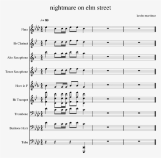 Nightmare On Elm Street Sheet Music For Flute, Clarinet, - Mo Bamba Sheet Music #6389271